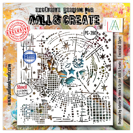 Aall and Create Universe of Patterns 6x6 Inch Stencil Encoded Stars by Autour De Mwa & Co (AALL-PC-280)