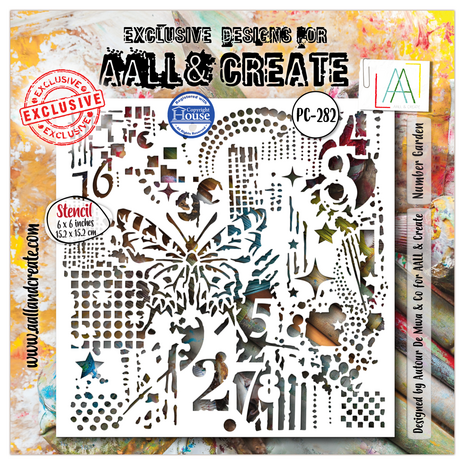 Aall and Create Universe of Patterns 6x6 Inch Stencil Number Garden by Autour De Mwa & Co (AALL-PC-282)