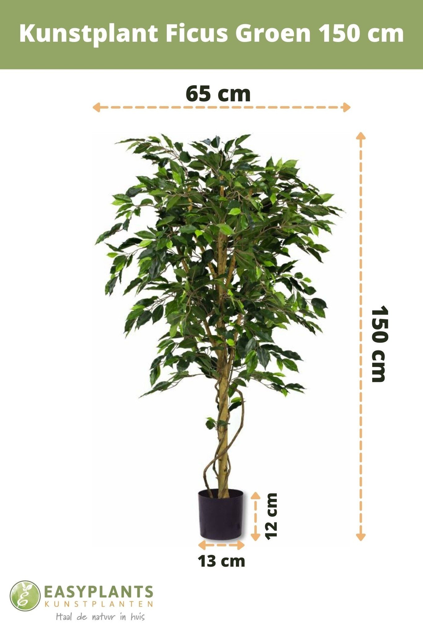 Brood Mens een andere Kunstplant Ficus Groen 1.50m | Easyplants - Easyplants