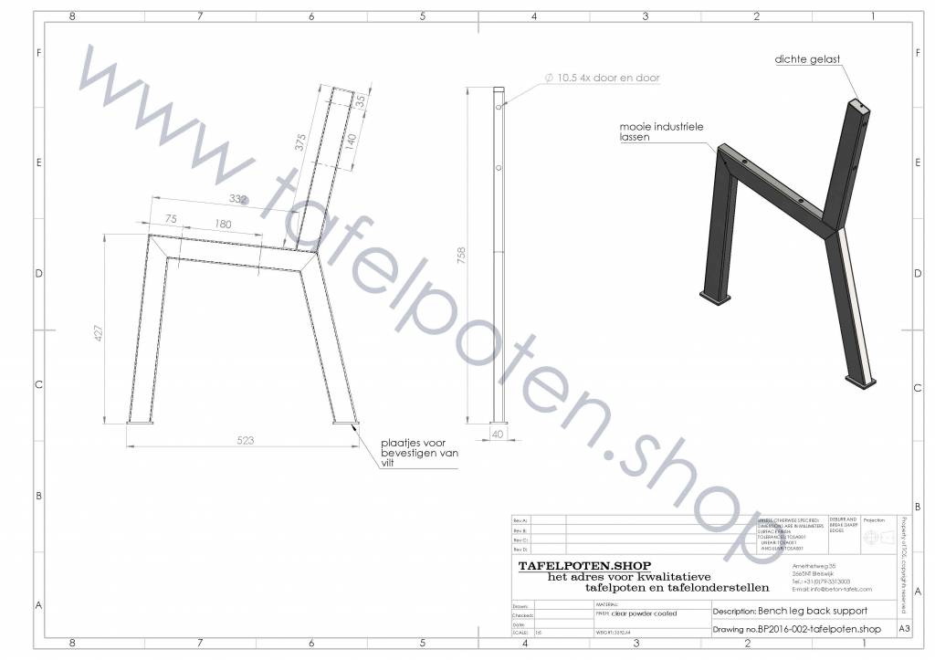 Nordstahl Bankpoten met leuning Nordstahl | Wit