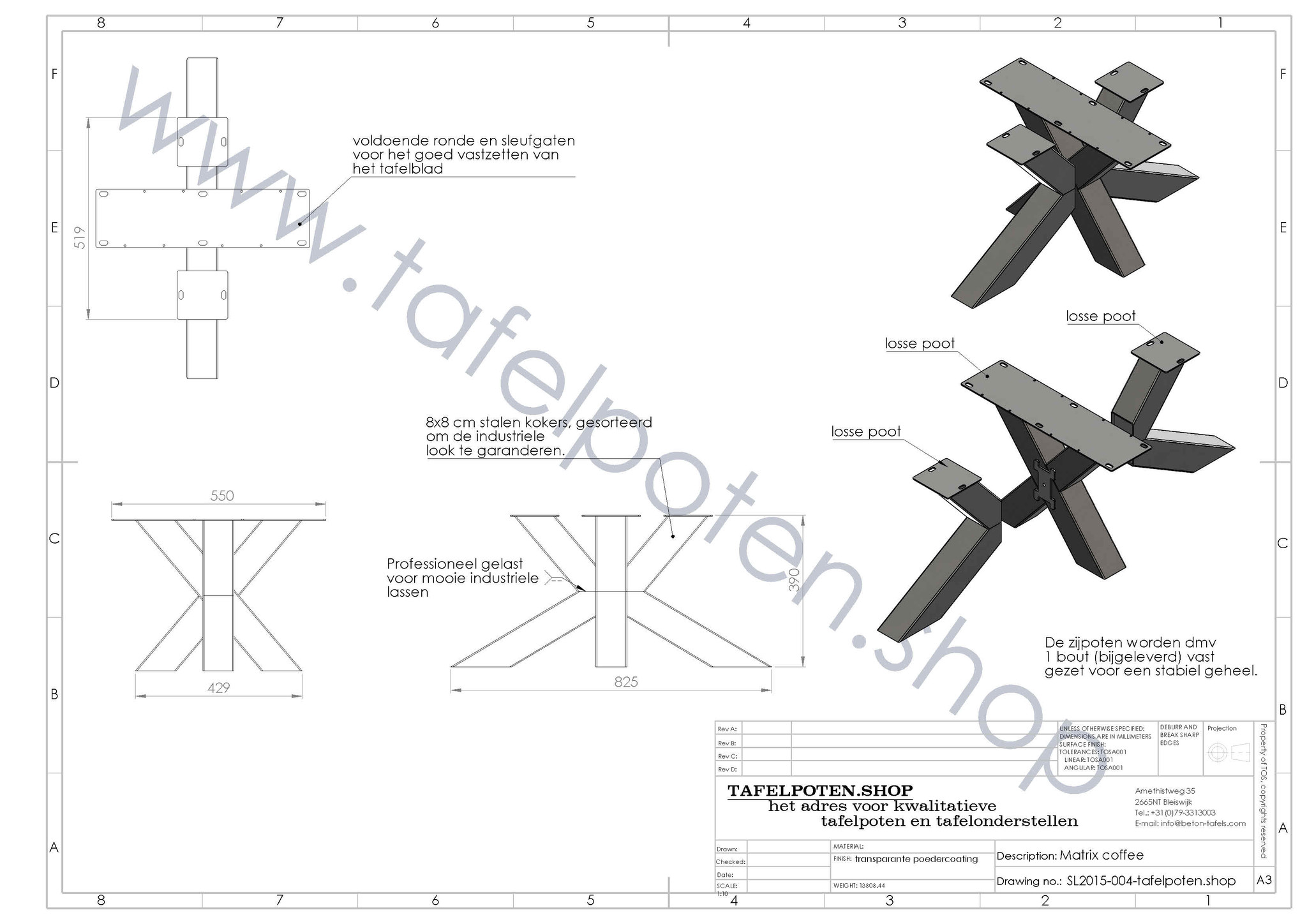 Nordstahl Stalen salontafel poot Matrix Nordstahl | Wit