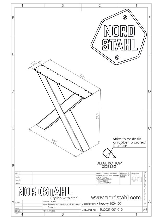 Nordstahl Stalen kruispoot 10x10 Nordstahl