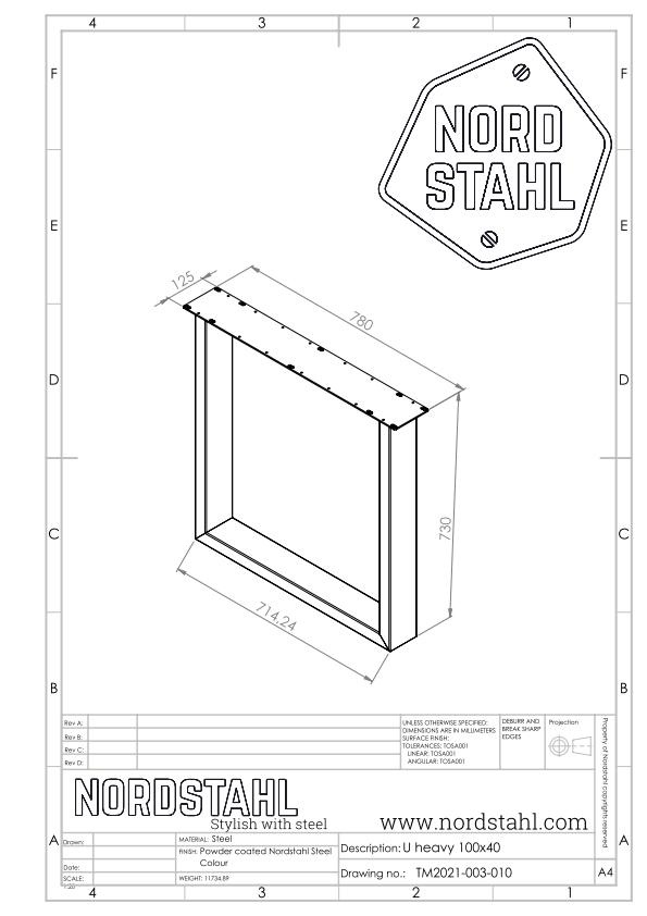 Nordstahl Stalen U tafelpoten 10x4 cm Nordstahl | Wit