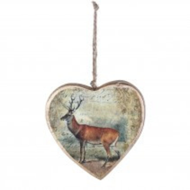 Christmas draw wooden heart deer