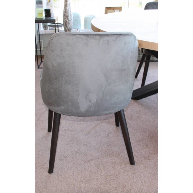 stoel May velours grey + houten poot colonial