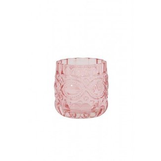 Theelicht lagnes  glas licht roze dia 6 x7