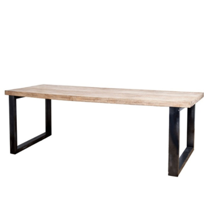 Table à manger solide avec pied en métal 240x100 noir