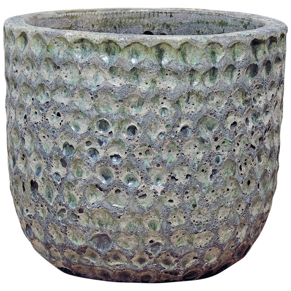 wang Garderobe welzijn PTMD Bluzz dark green ceramic pot round - Eunnick Home