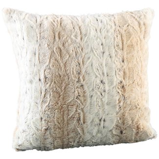 Softly white fake fur cushion with fill square s