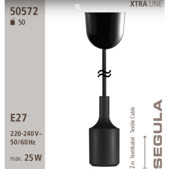 Design lamp silicone holder black 2 m