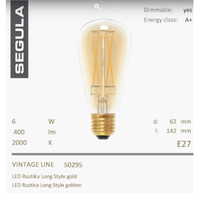 Led rustica gold - long style- 2000K-6W-CRI+90