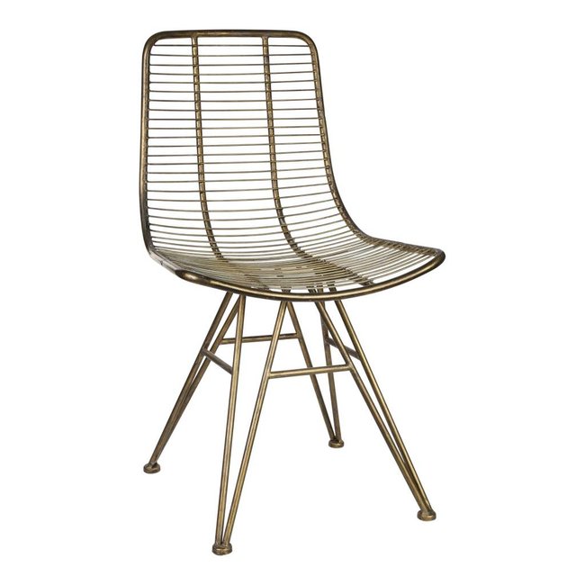 wire brass metal dining chair