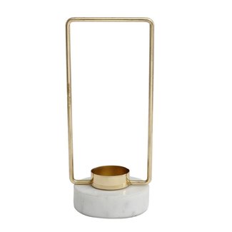 Novy Gold iron tealight square marble base S