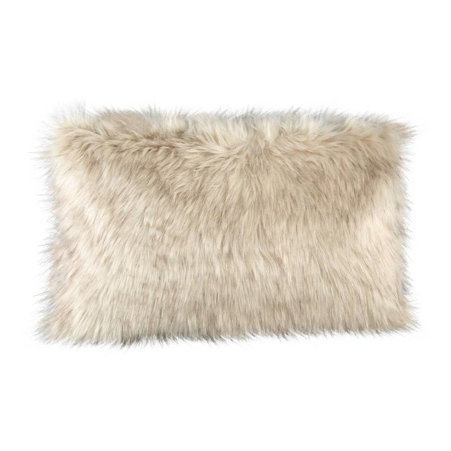 Noud cream long faux fur cushion rectangle