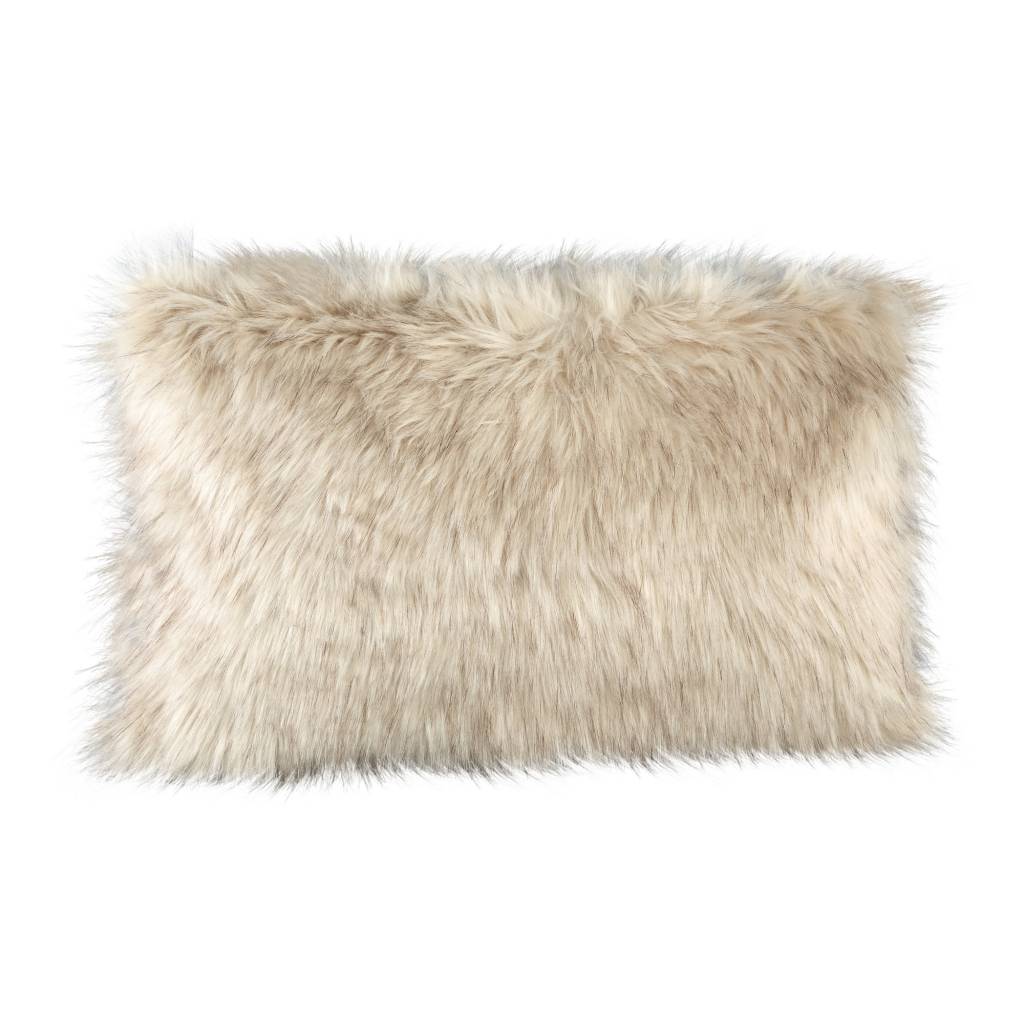 Noud cream long faux fur cushion rectangle - Eunnick Home