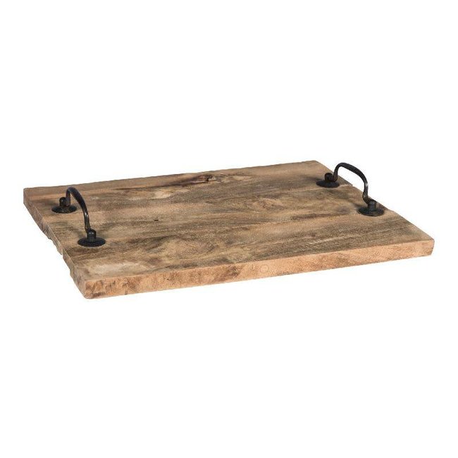 Teak houten plateau met ijzeren handvaten Eunnick Home