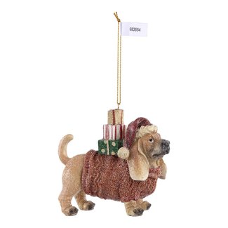 christmas poly brown dog wih sweater