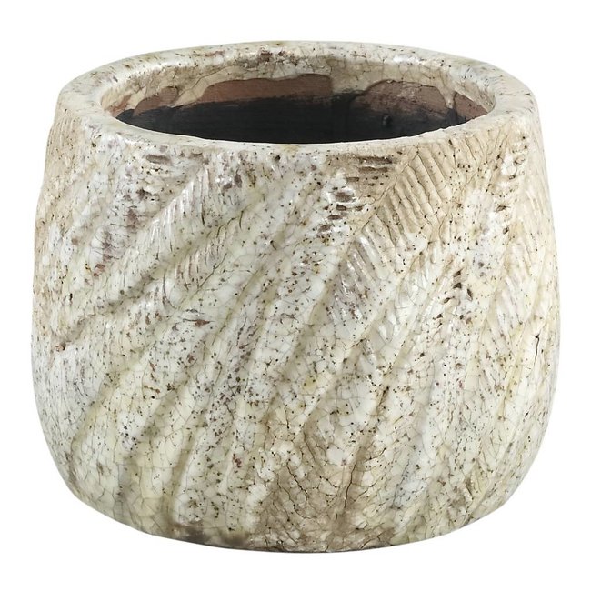Vita Cream ceramic Palm pot round xs