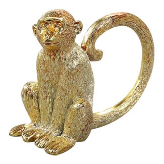 Monkey gold poly sitting statue A