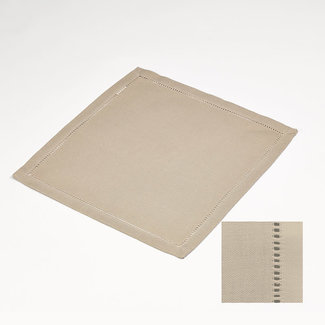 Simla Napkin polyvis taupe W hemstitch set/6