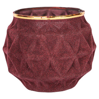 Velvet red glass candle holder L