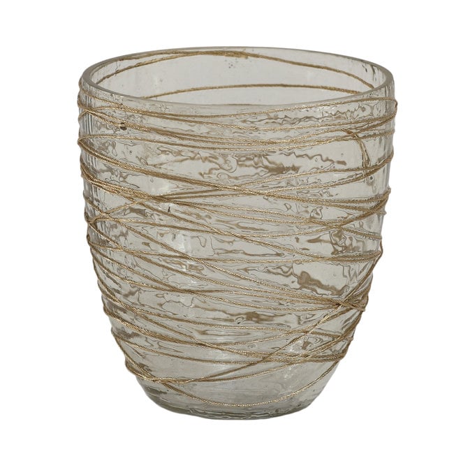 PTMD Dayn gold glass tealight ribbed round S