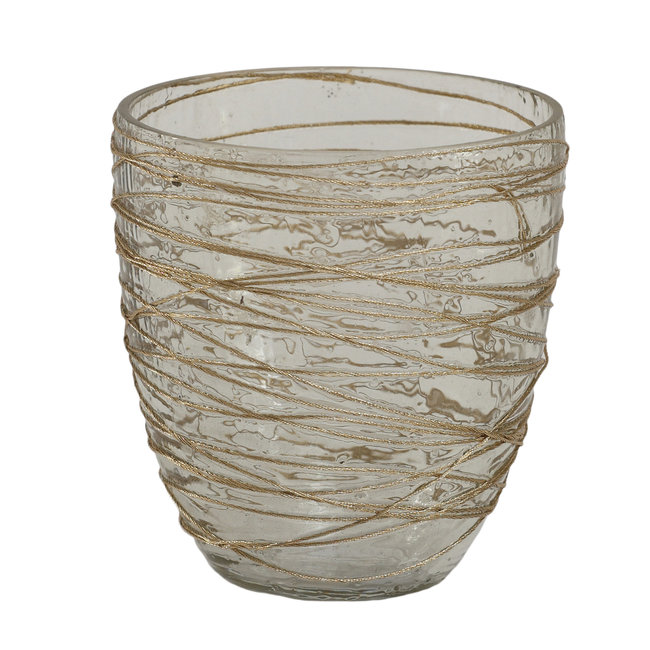 Dayn gold glass tealight ribbed round S