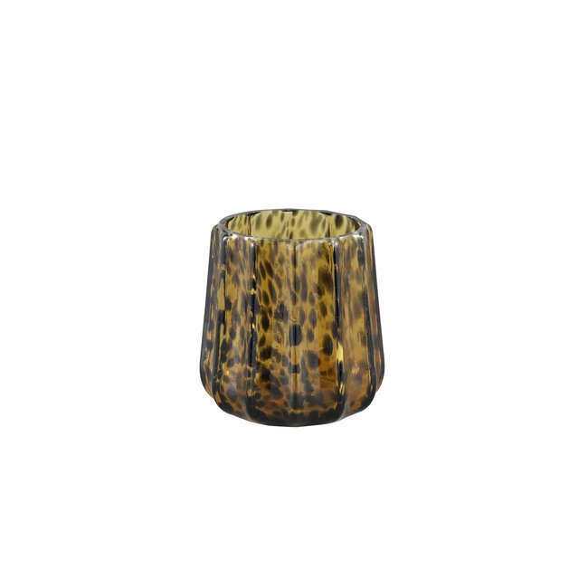 Panther Brown glass stormlight ribbed round large