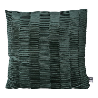 PTMD Charell dark green ribbed velvet cushion square