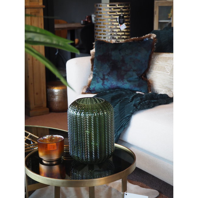 Charell dark green ribbed velvet plaid rectangle