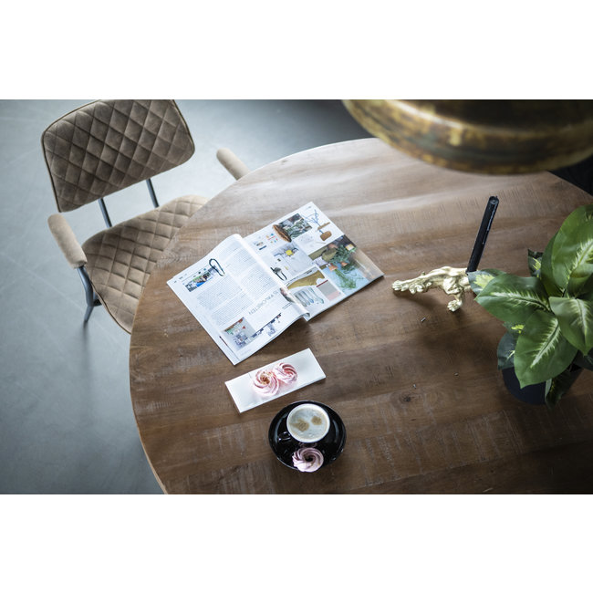 Eettafel mango rond met kruispoot 130x130 cm