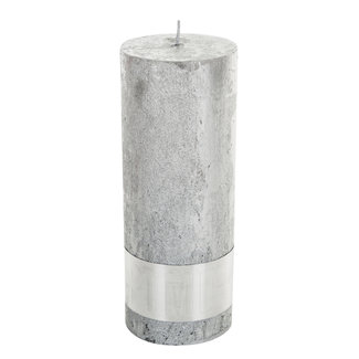 Rustic silver pillar candle 7x18