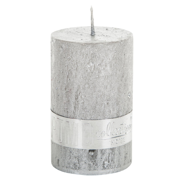 Rustic silver pillar candle