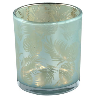 PTMD Marsh Turquoise glass tealight round fern s