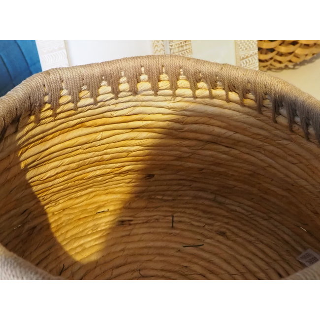 Mand rond abaca katoen koord naturel / cappuccino dia 60