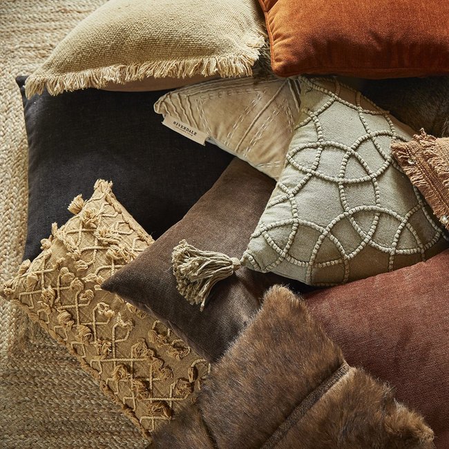 Kussen rusty tassel groen 45x45 cm