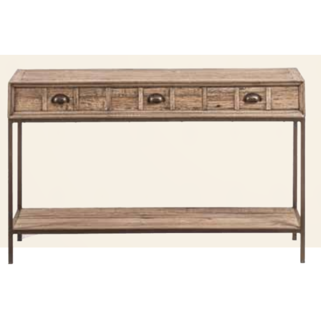 Console 3 schuiven recyclage eik met' rusty frame'