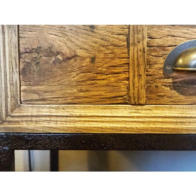 Console 3 schuiven recyclage eik met' rusty frame'