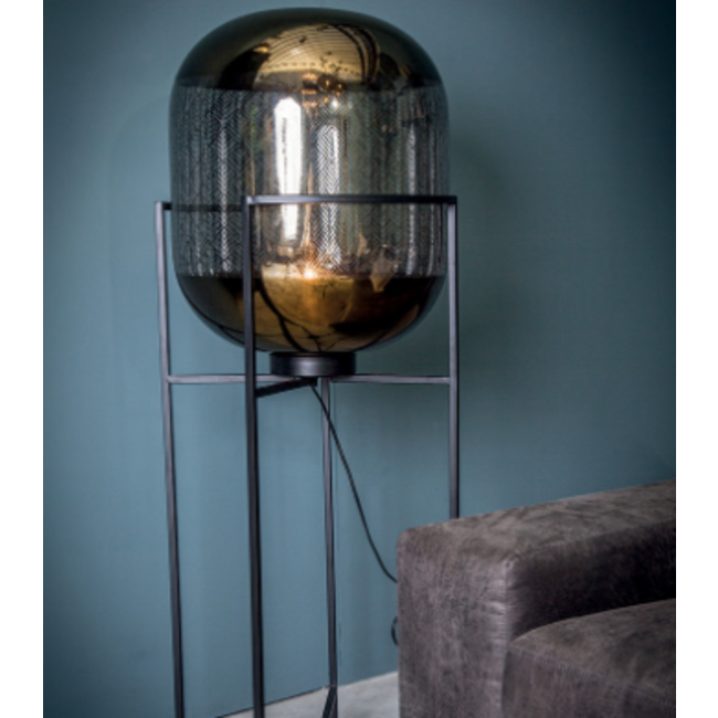 Snakey gold vloerlamp glas op metalen voet M