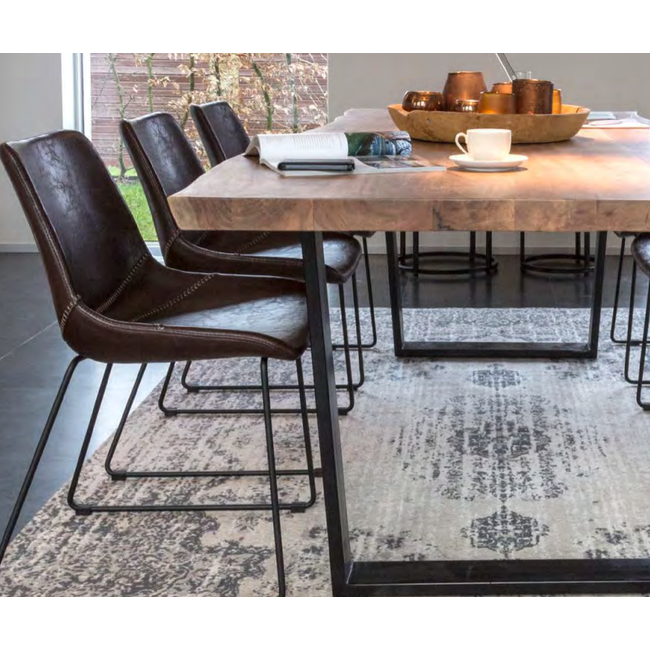 tafel Kaz 240, black iron leg acacia wood