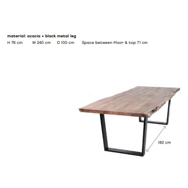 table Kaz , pieds en metal noir