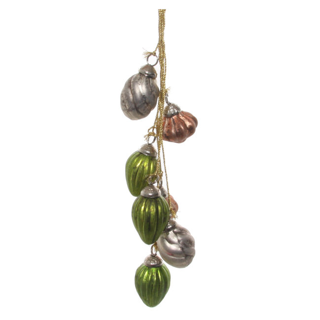 glass ornaments x8 hanger green grey pink 2,5 cm