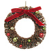 shishi Wreath ornament with velvet bow red gold 12 cm