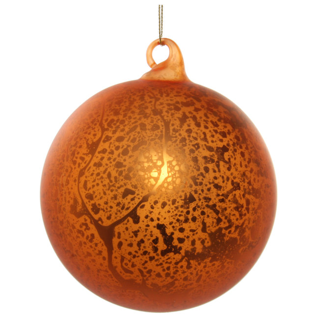 glass ball antiqique mat orange 10 cm