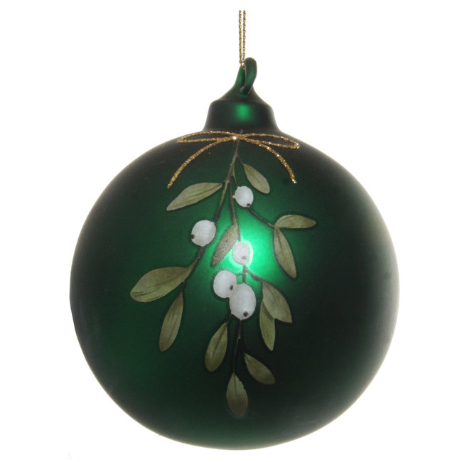 shishi glass ball mat green mistletoe 8 cm