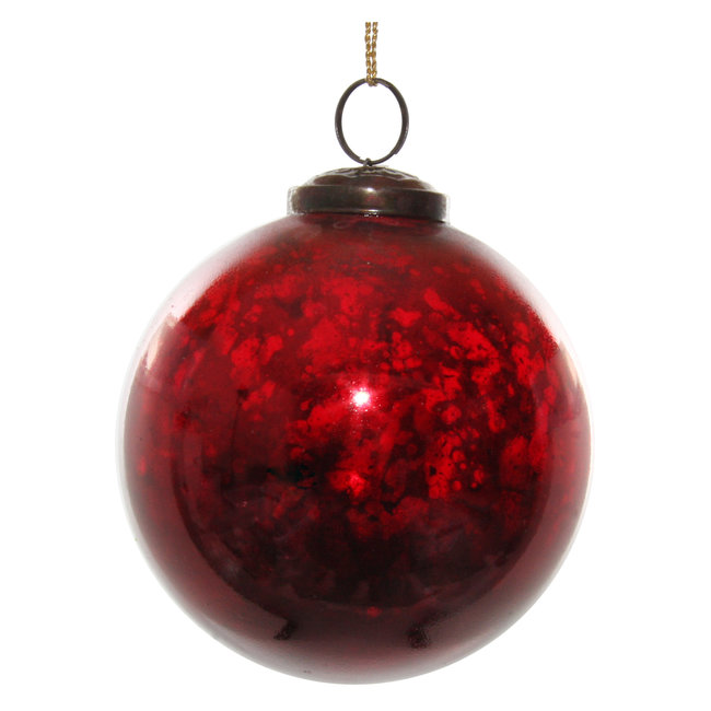 shishi glass ball shiny antique red 10 cm