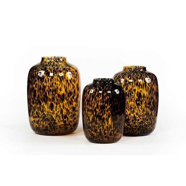 Leopard spotted bulb glass amber black S 25x35