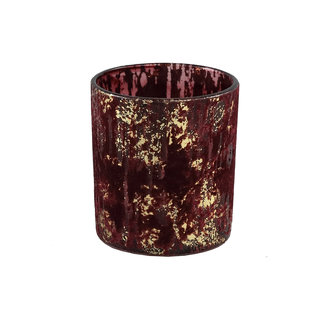 PTMD fluflu burgundy glass tealight glitter round s