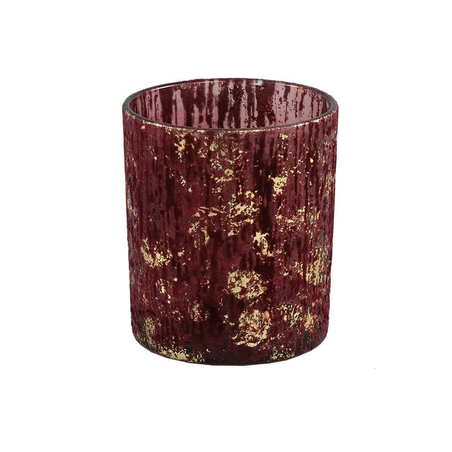 Fluflu burgundy glass tealight glitter round M