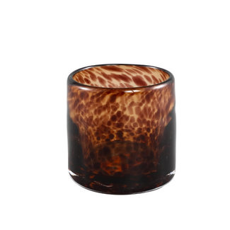 PTMD Famke brown glass tealight motif roun s